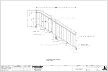 Interna-Rail® 3-Line Picket Handrail, Sloped, Top Mount