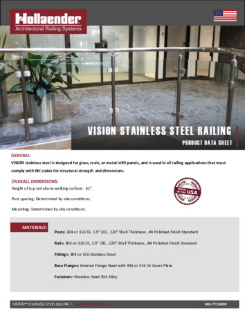 VISION™ Stainless Steel Railing Product Data